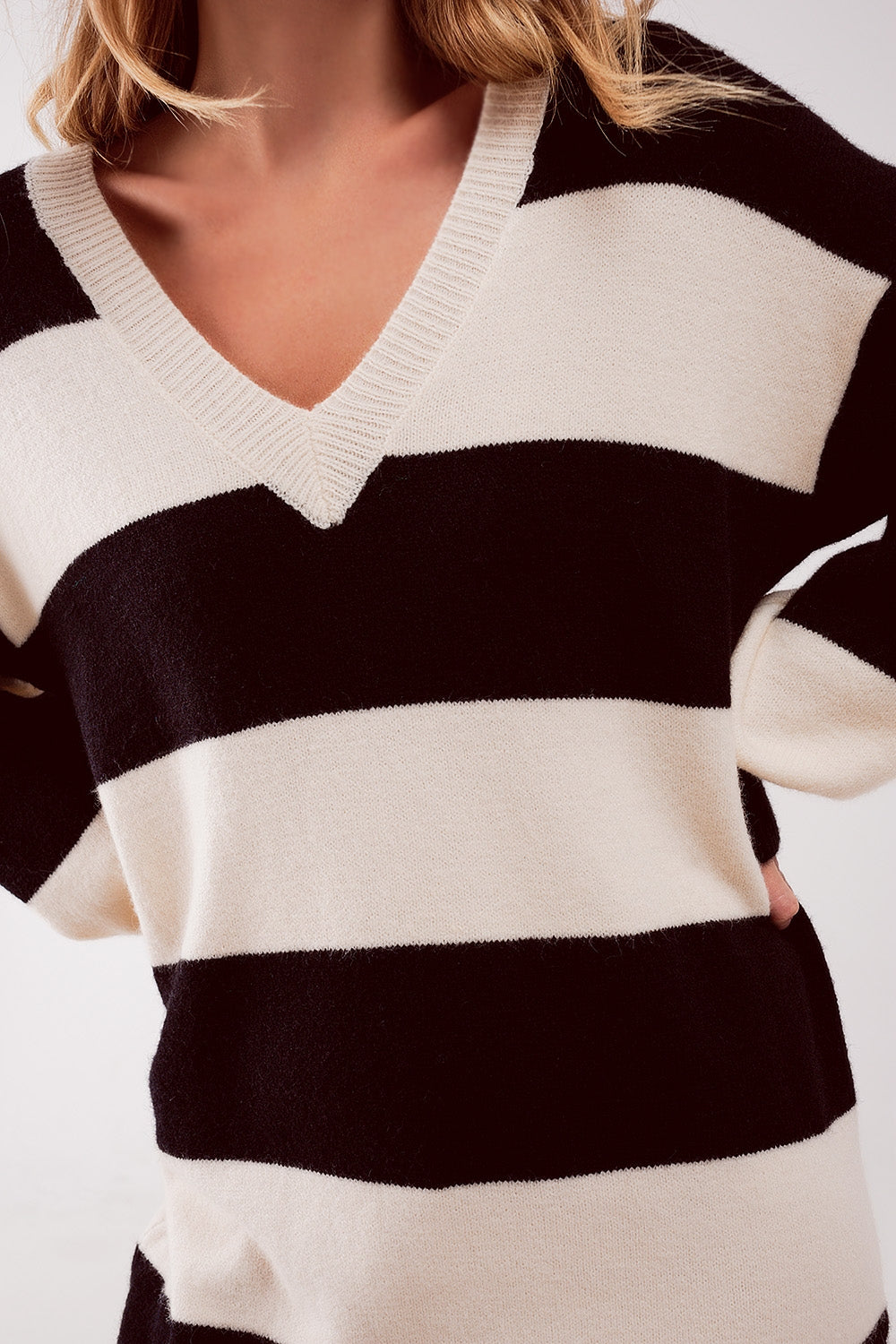 Stripe Jumper Dress in Black and White - One Size