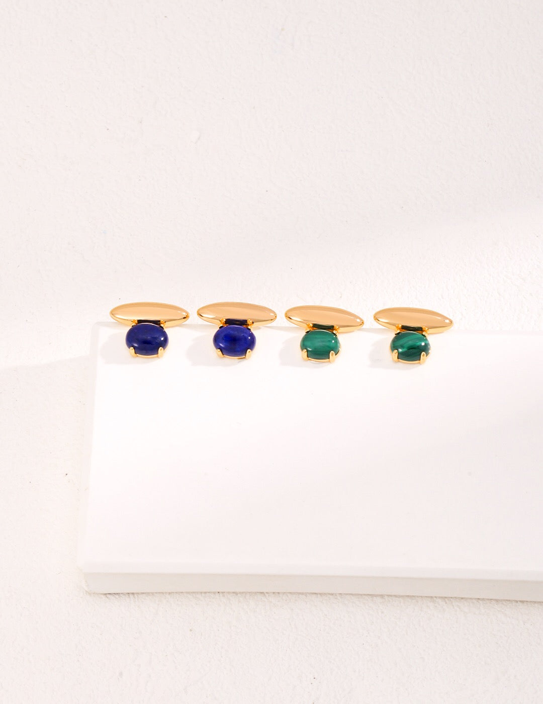 Lapis Lazuli and Malachite Gold Vermeil Stud Earrings