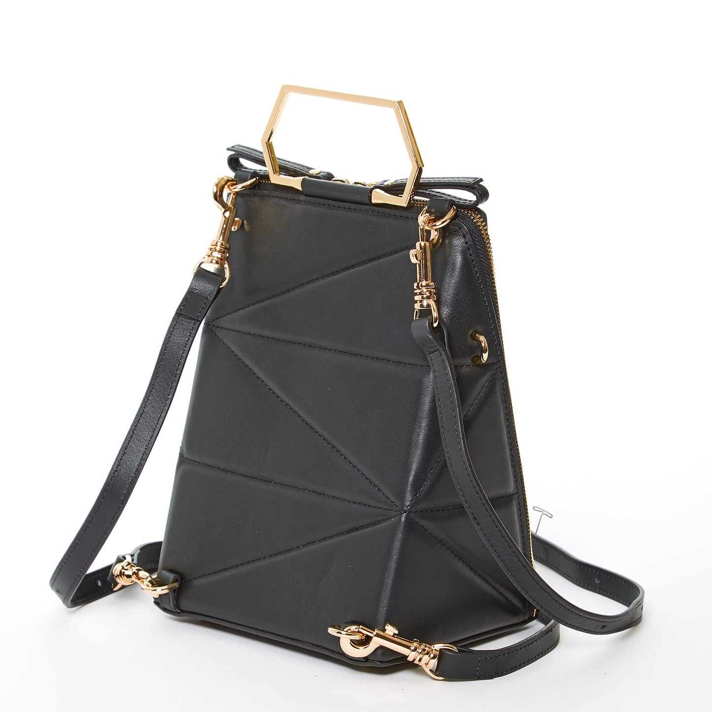 Heidi Geometric Leather Backpack Purse