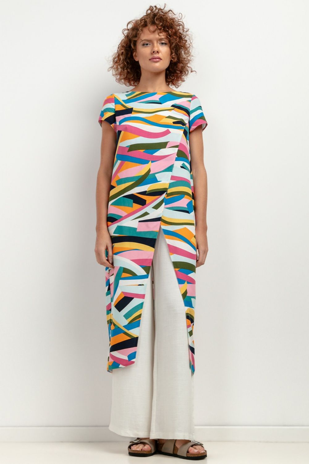 Vibrant Abstract Print Viscose Tunic