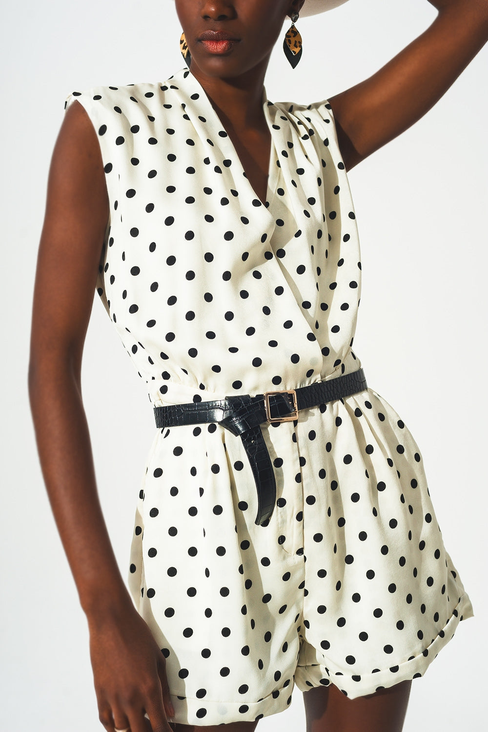 Polka-Dot Wrap Playsuit