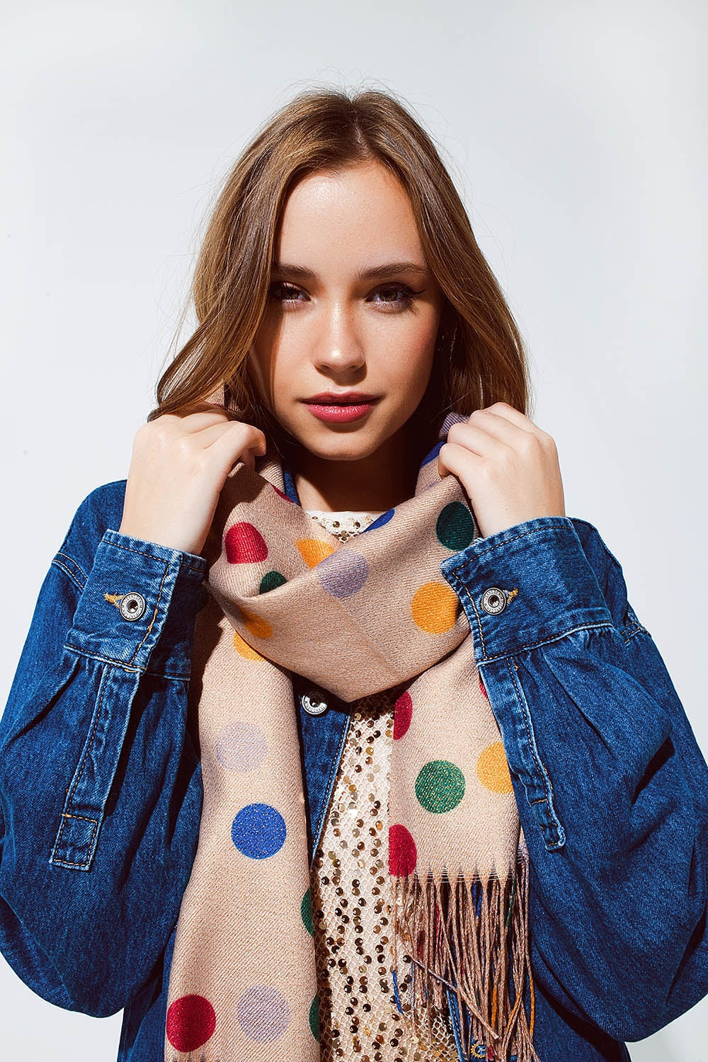 Playful Polka Dot Soft Knit Scarf