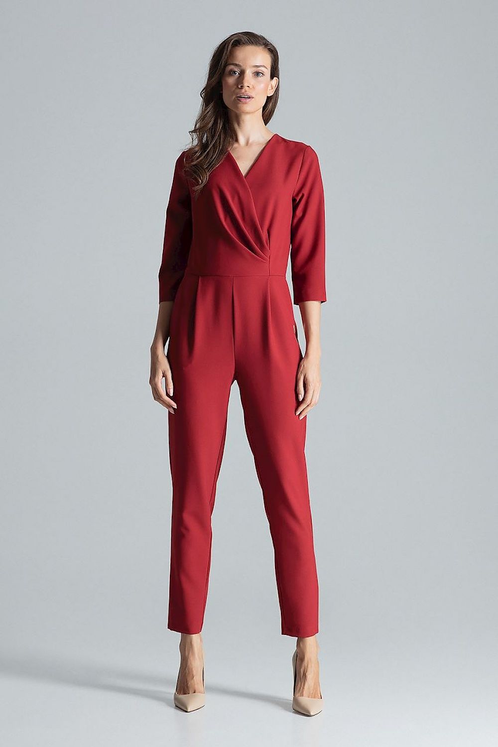 Crimson Elegance Wrap Jumpsuit