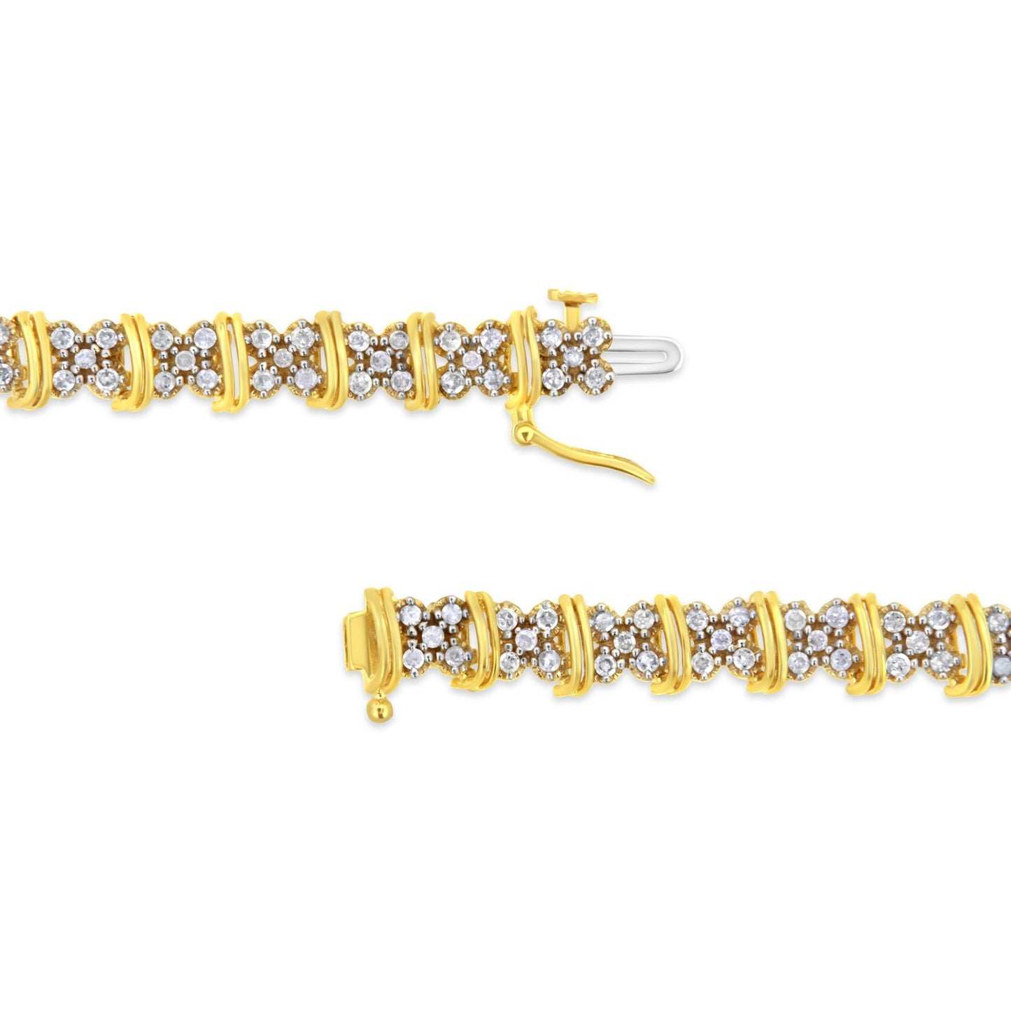 10K Yellow Gold Plated Diamond Cluster Bracelet