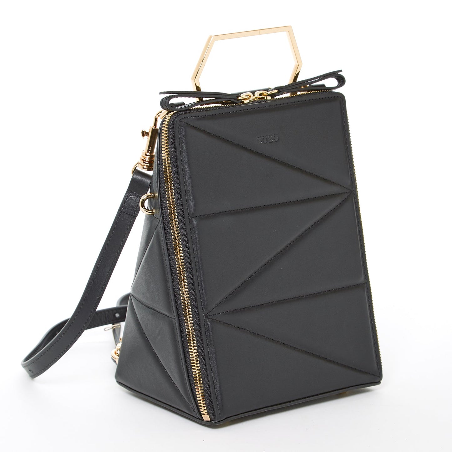 Heidi Geometric Leather Backpack Purse