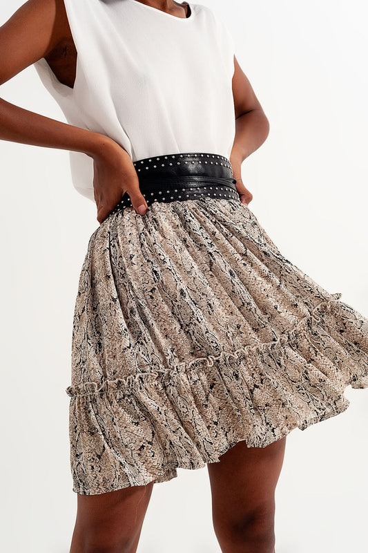 Snake Print Mini Skirt – Relaxed Fit