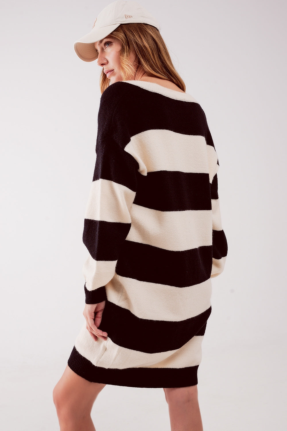 Stripe Jumper Dress in Black and White - One Size