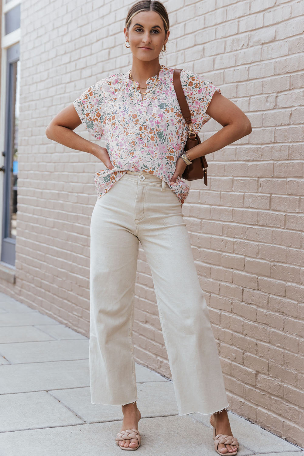 Lilian Floral Mandarin Collar Top