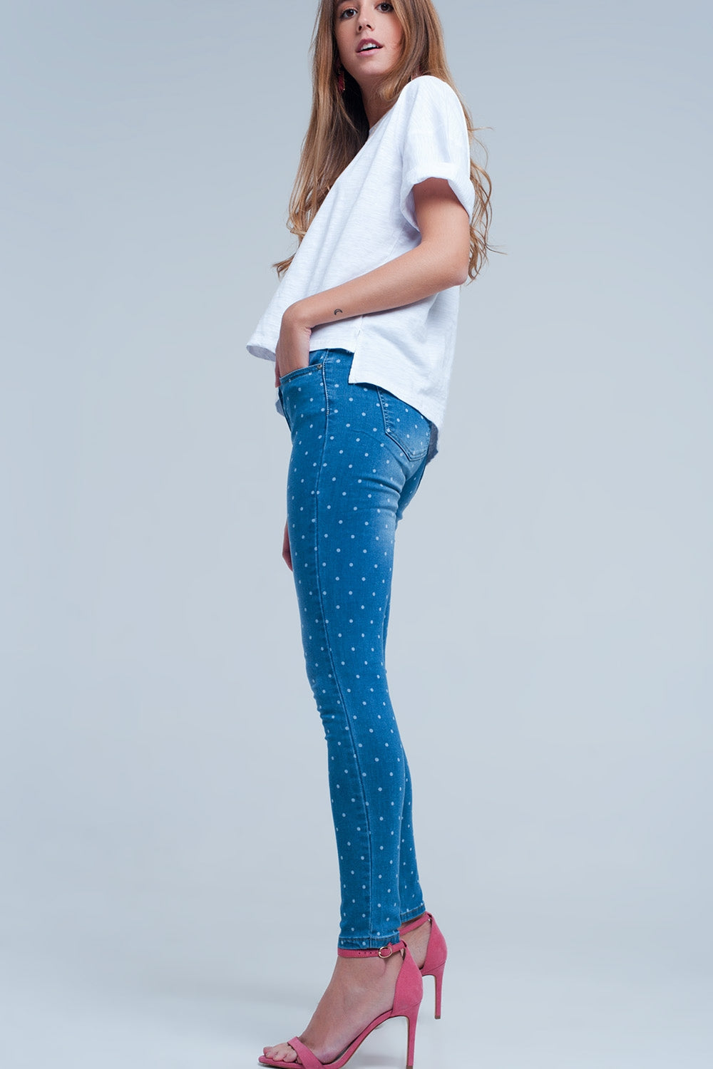 Playful Polka Dot Skinny Jeans