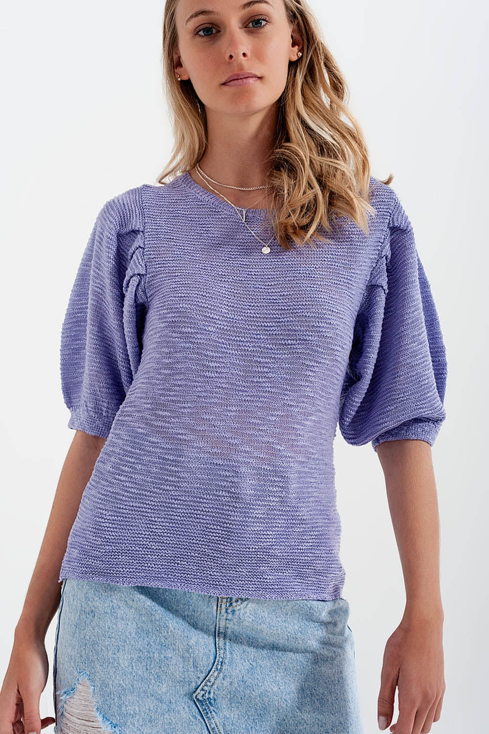 Lavender Breeze Open-Back Knit Top