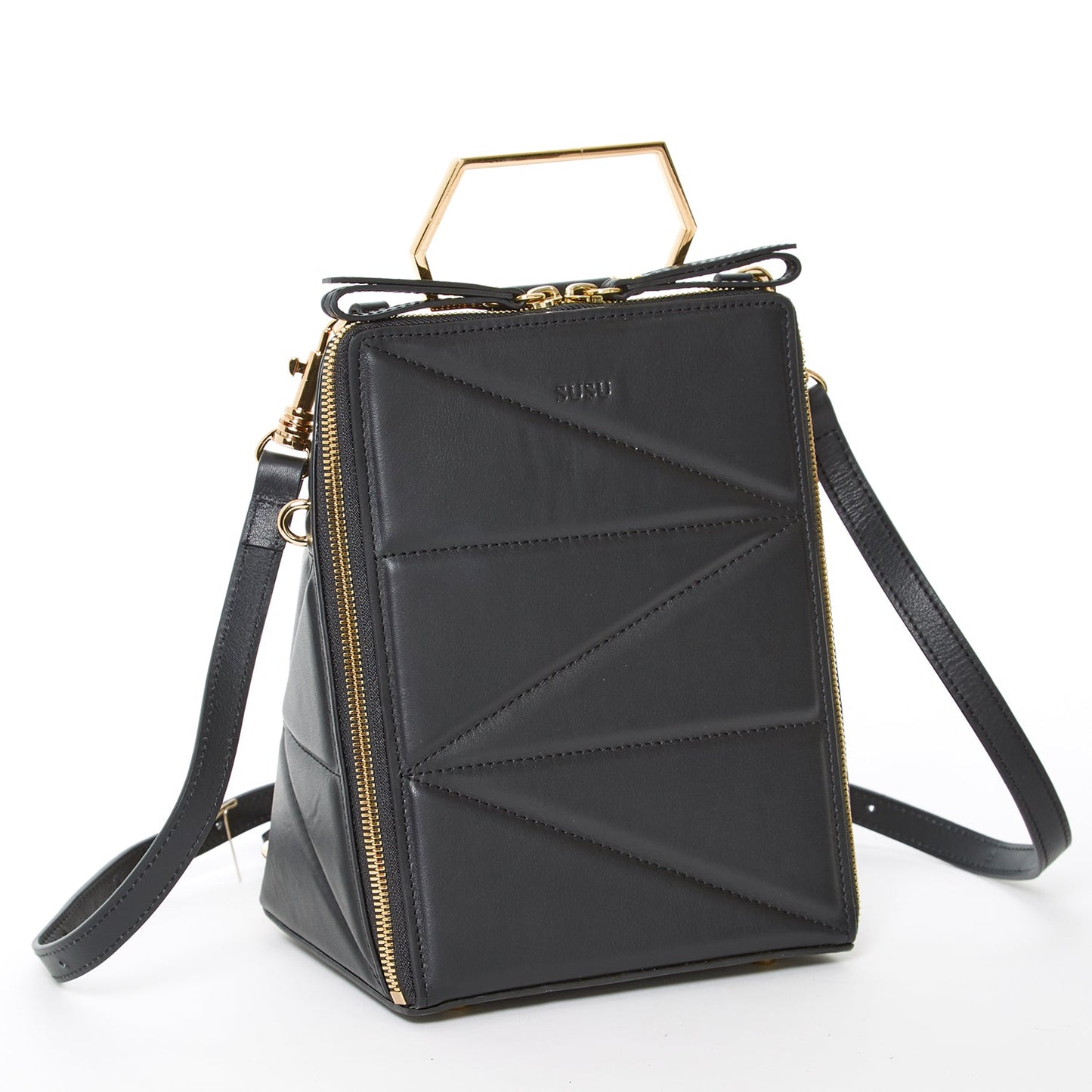 Heidi Geometric Leather Backpack Purse