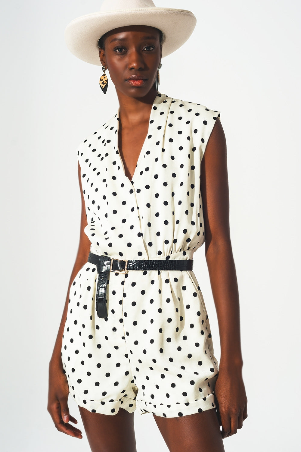 Polka-Dot Wrap Playsuit