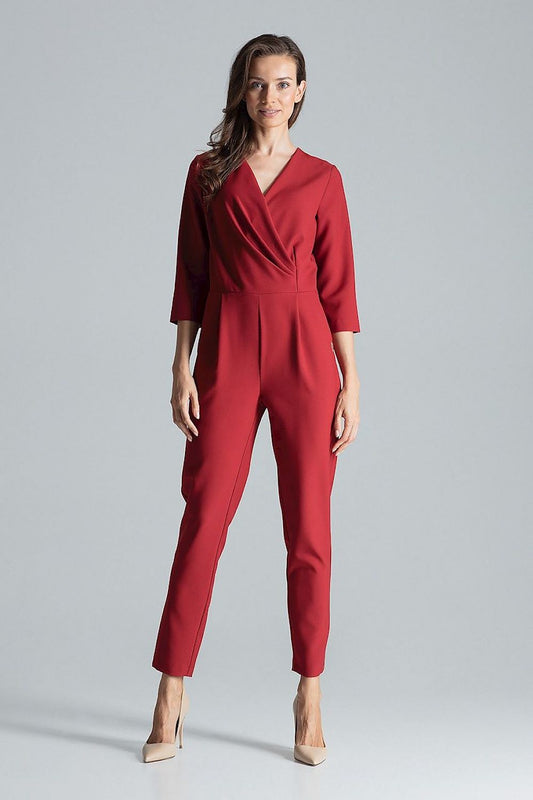 Crimson Elegance Wrap Jumpsuit