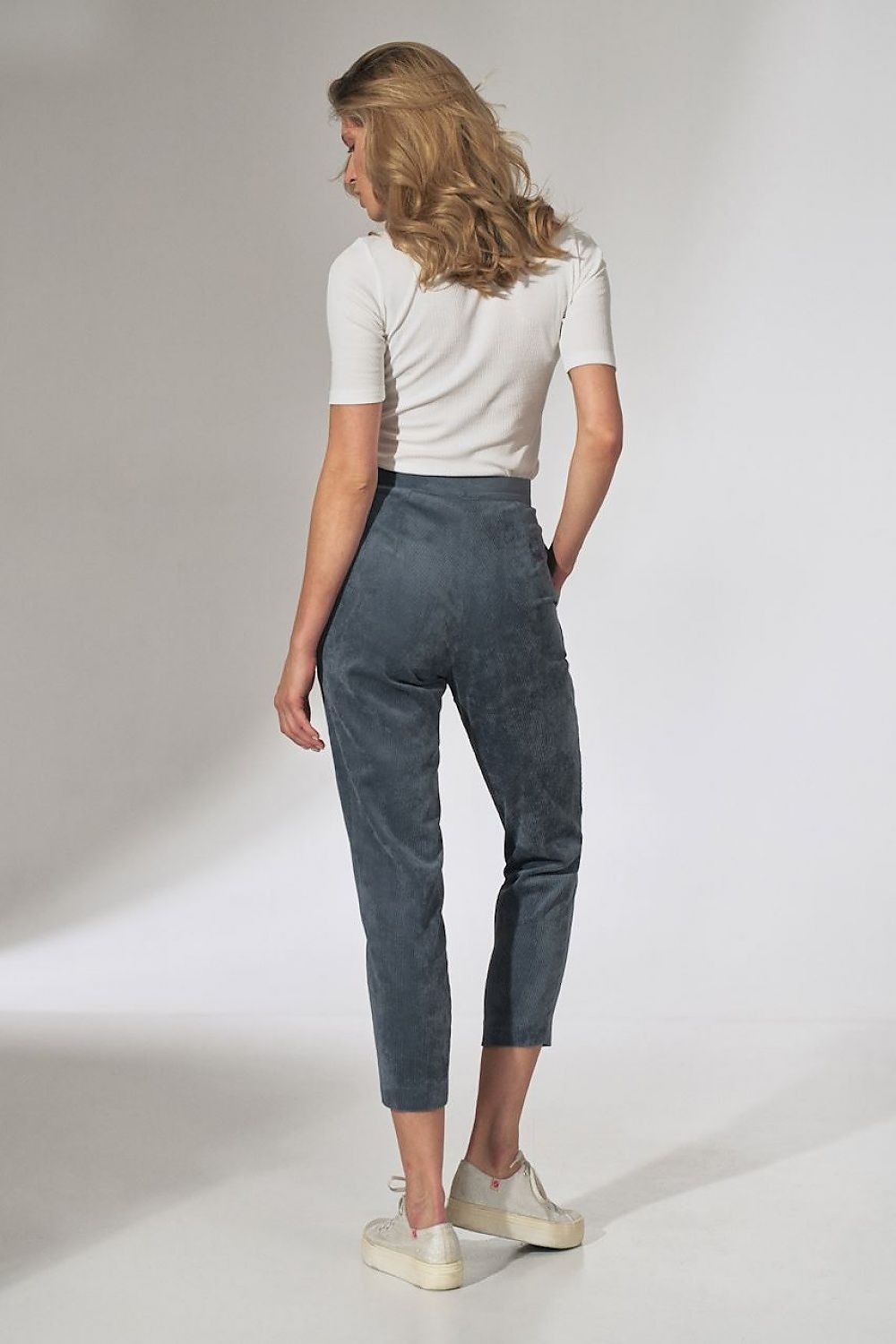 Pleated Blue Corduroy Trousers