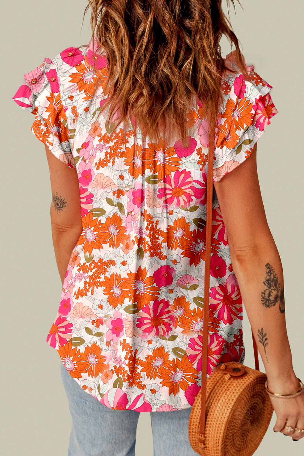 Blossom Breeze Ruffle Sleeve Floral Blouse