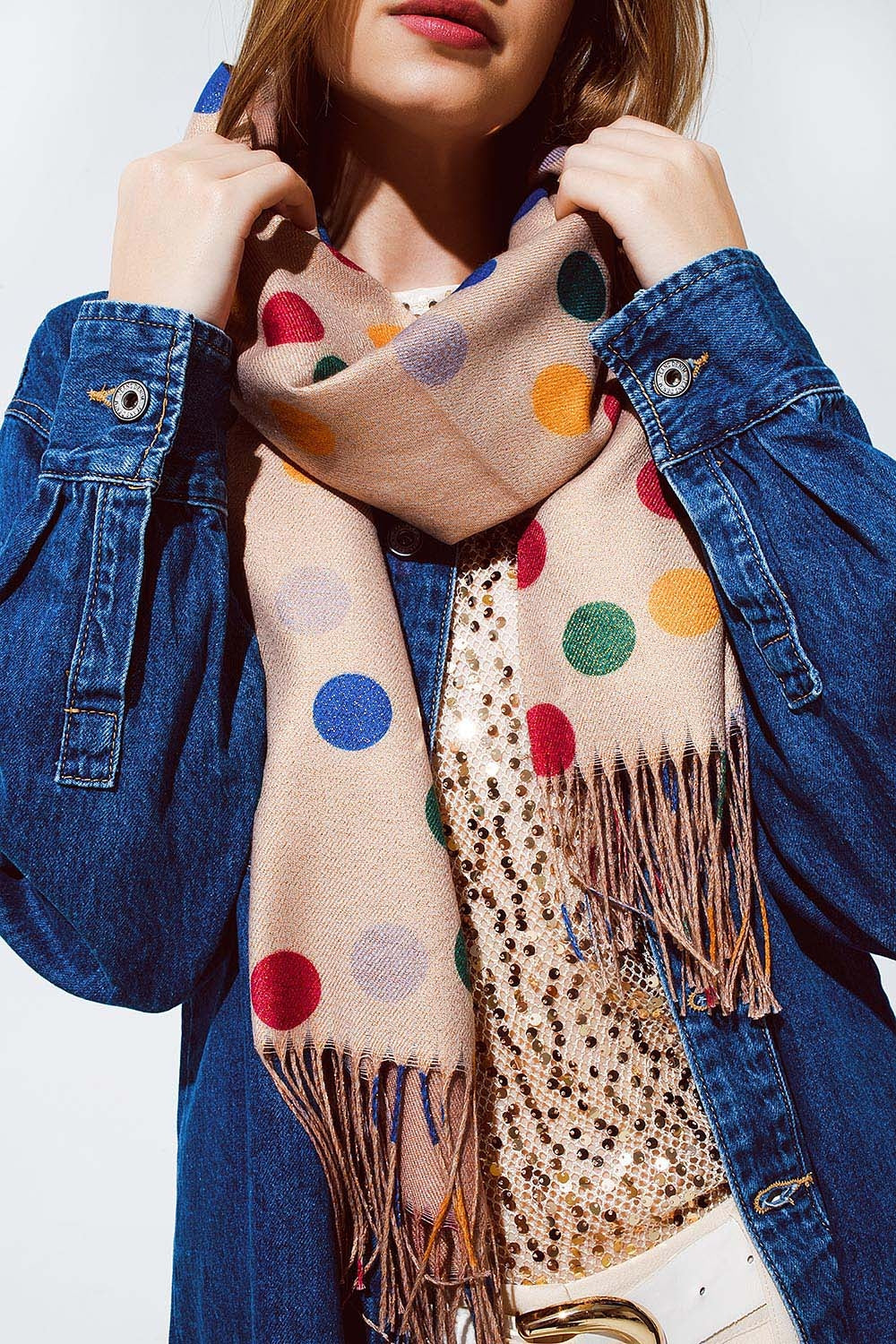 Playful Polka Dot Soft Knit Scarf