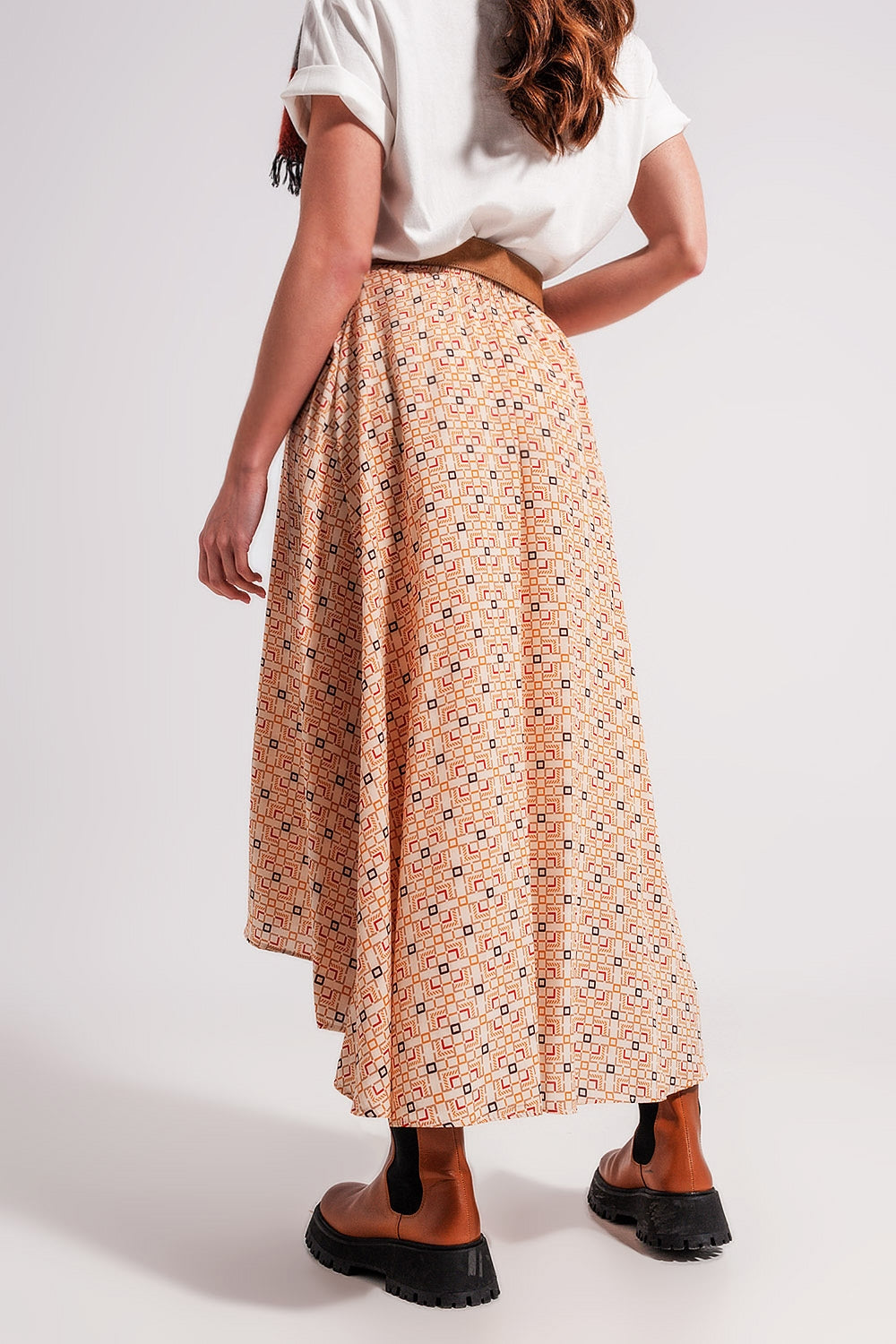 Geo Print Midi Skirt