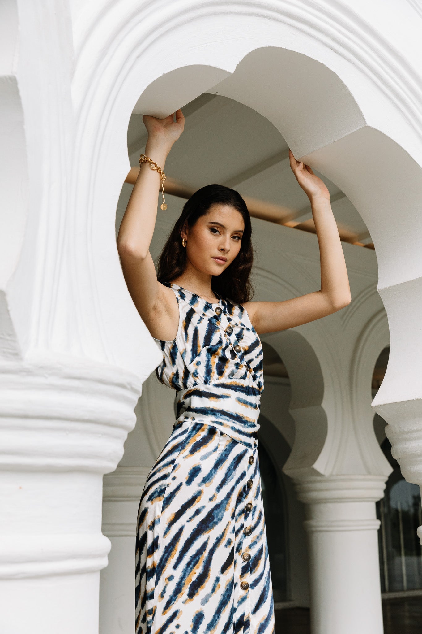 Animal Instinct Midi Dress in Abstract Zebra