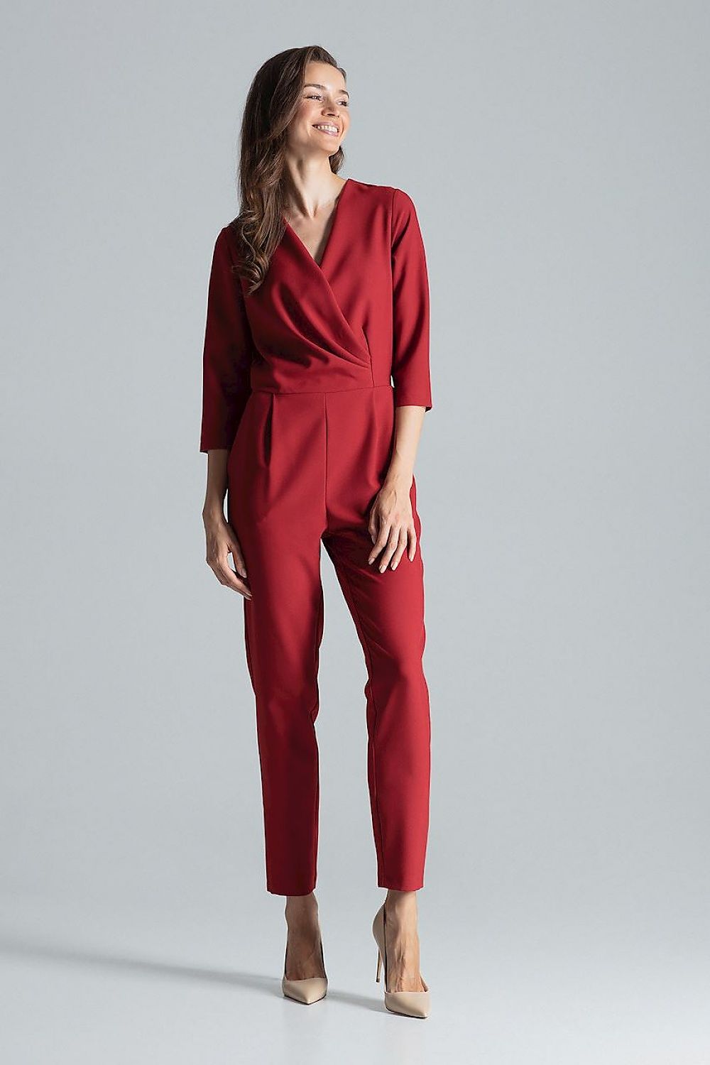 Crimson Elegance Wrap Jumpsuit