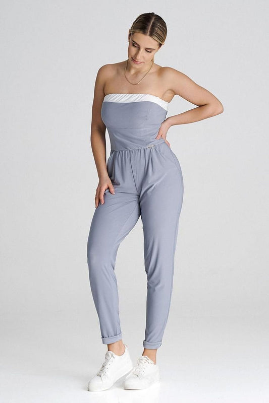 Sleek Contrast Strapless Jumpsuit