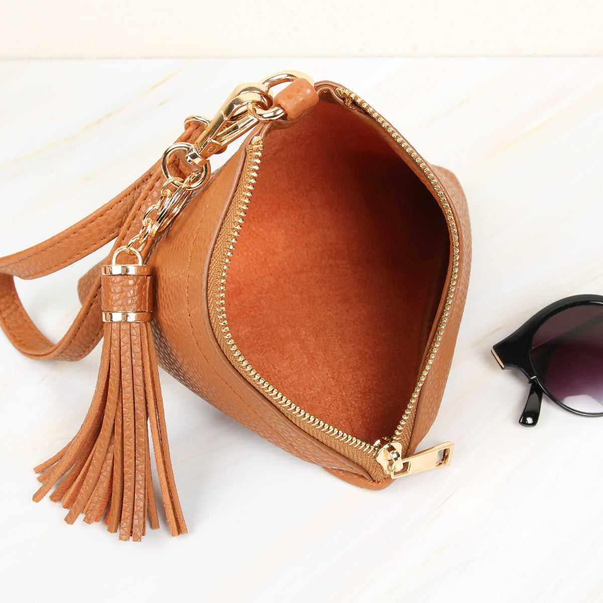 Pyramid Tassel Wristlet Bag