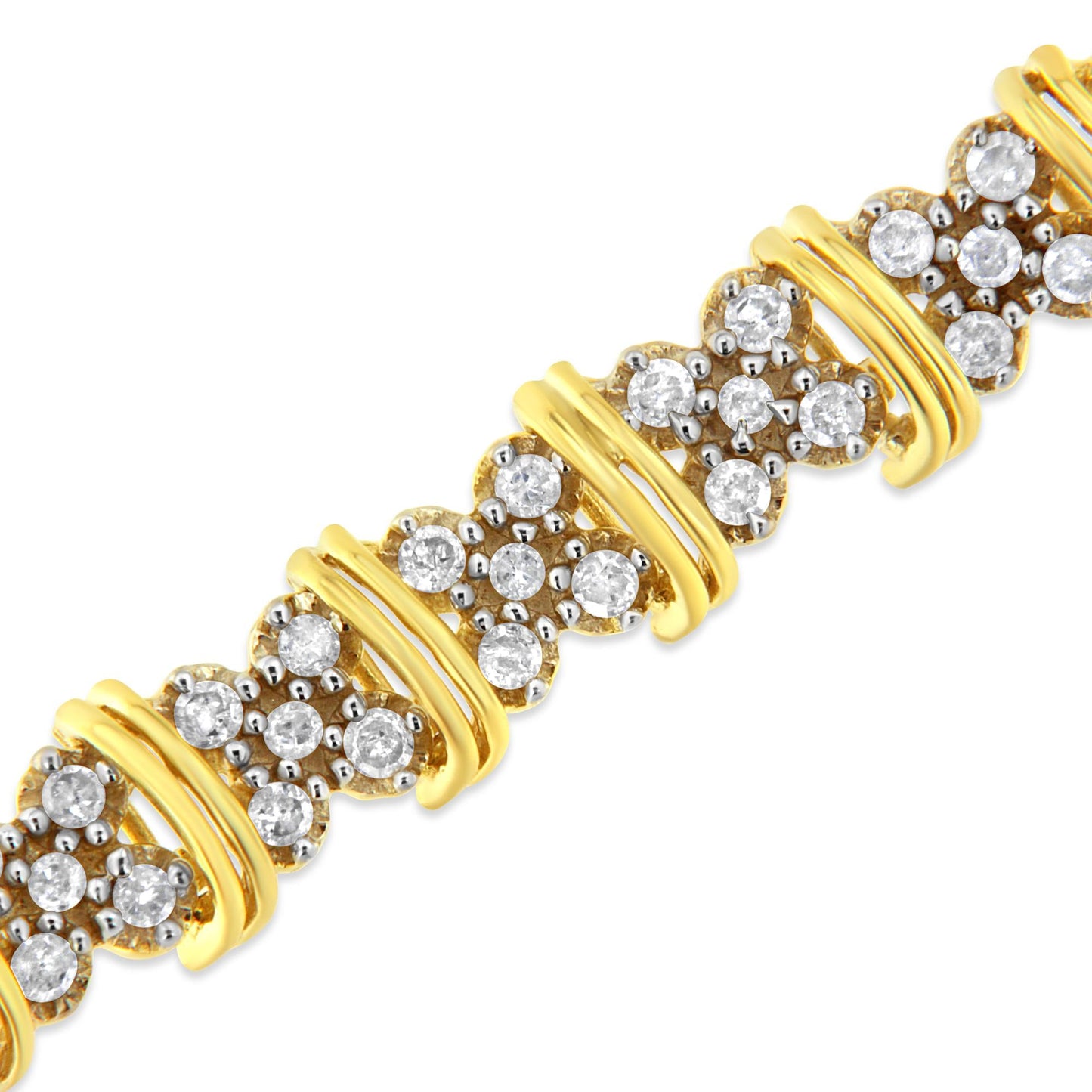 10K Yellow Gold Plated Diamond Cluster Bracelet