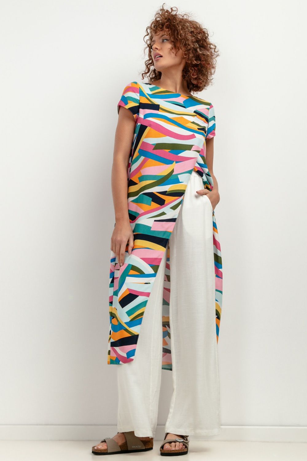 Vibrant Abstract Print Viscose Tunic