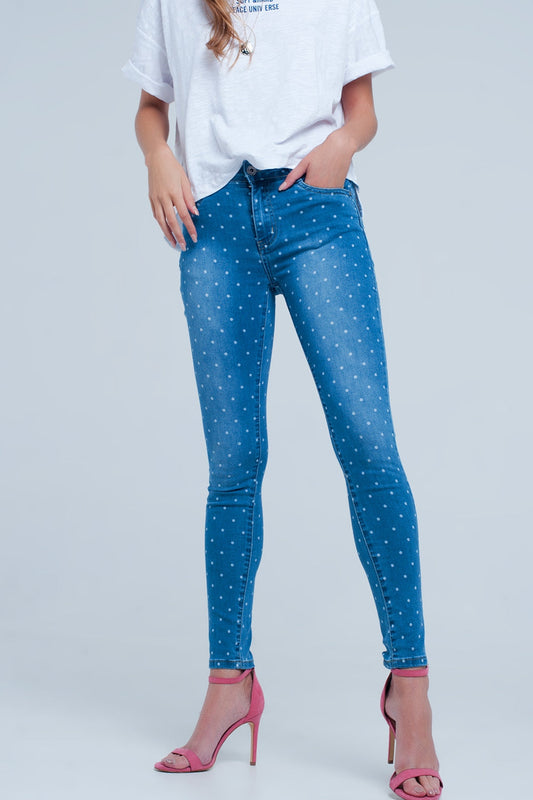 Playful Polka Dot Skinny Jeans