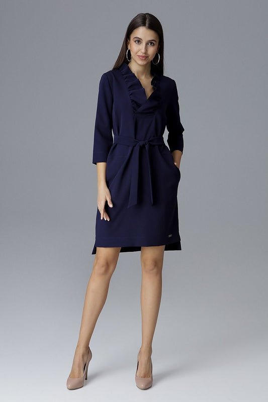 Ruffled Wrap Tie-Waist Dress